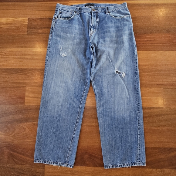 Sean John Jeans Blue Medium Wash Denim Baggy Hip Hop Distressed Ripped Men 40x32 - Picture 9 of 16